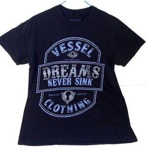 Vessel Short Sleeve Tee T-Shirts Adult Size Medium Dreams Never Sink  USA Made